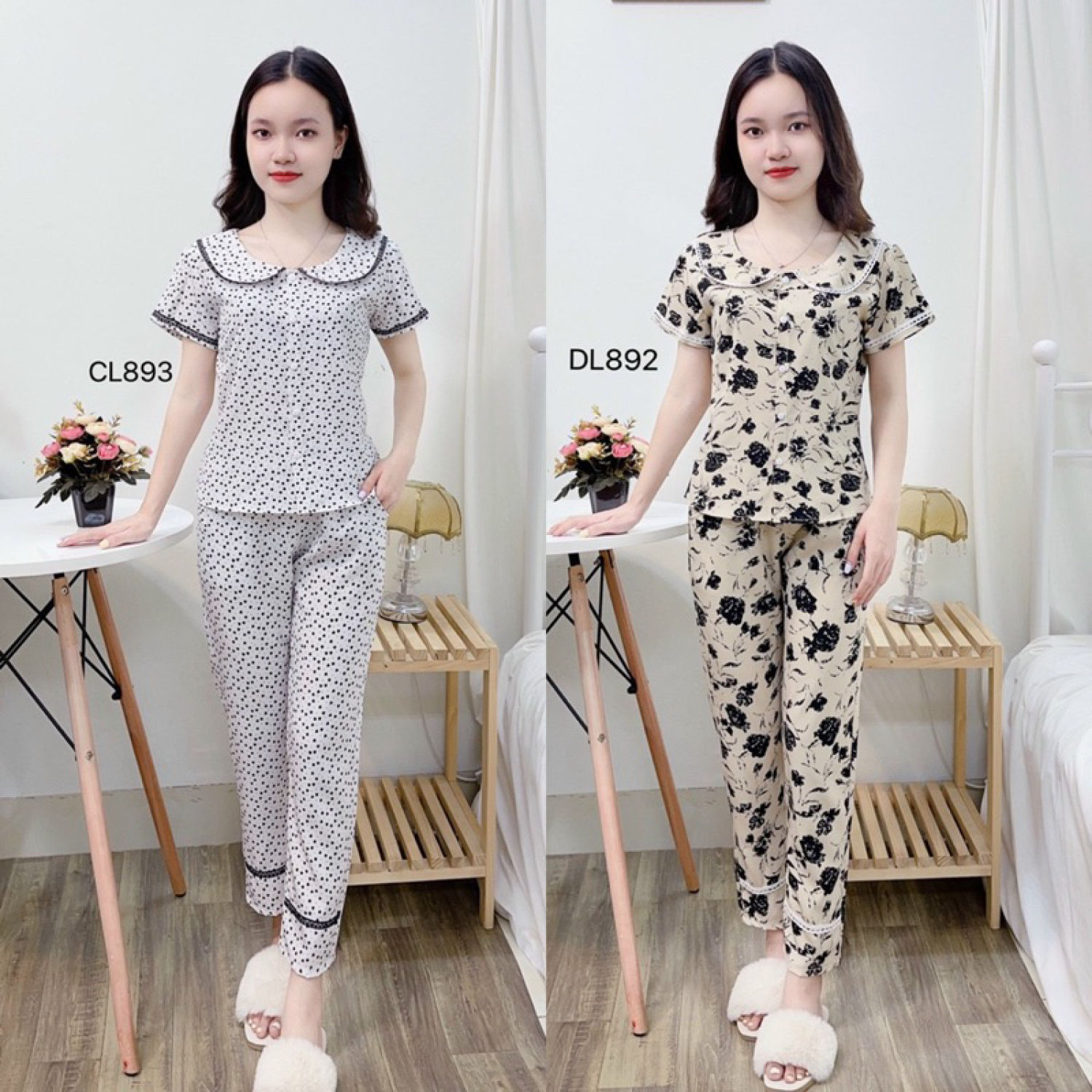 BỘ PIZAMA CỘC TAY LỤA THÁI CAO CẤP CLOVER