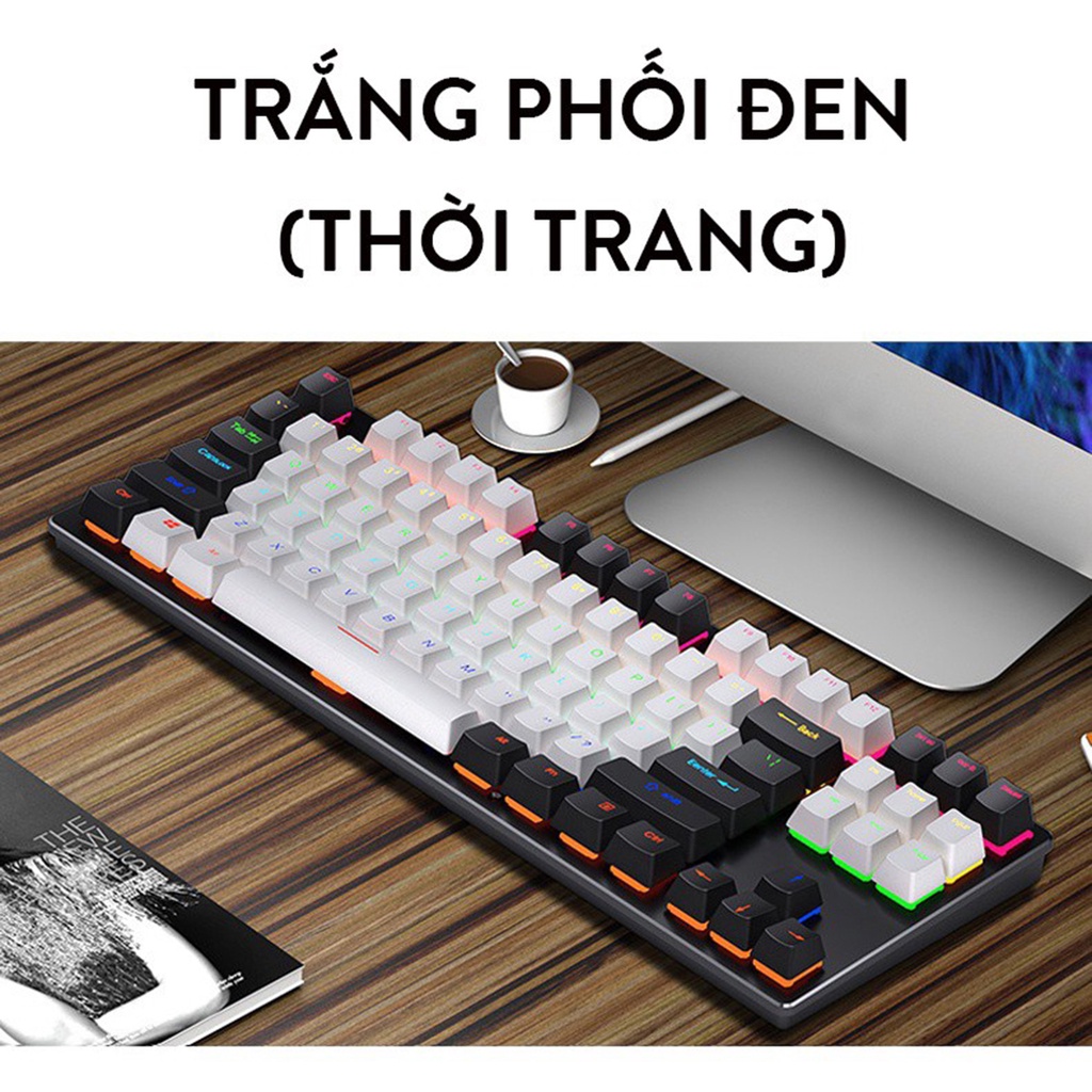 Bàn phím cơ coputa bàn phím cơ tkl gaming chơi game full led rgb k550