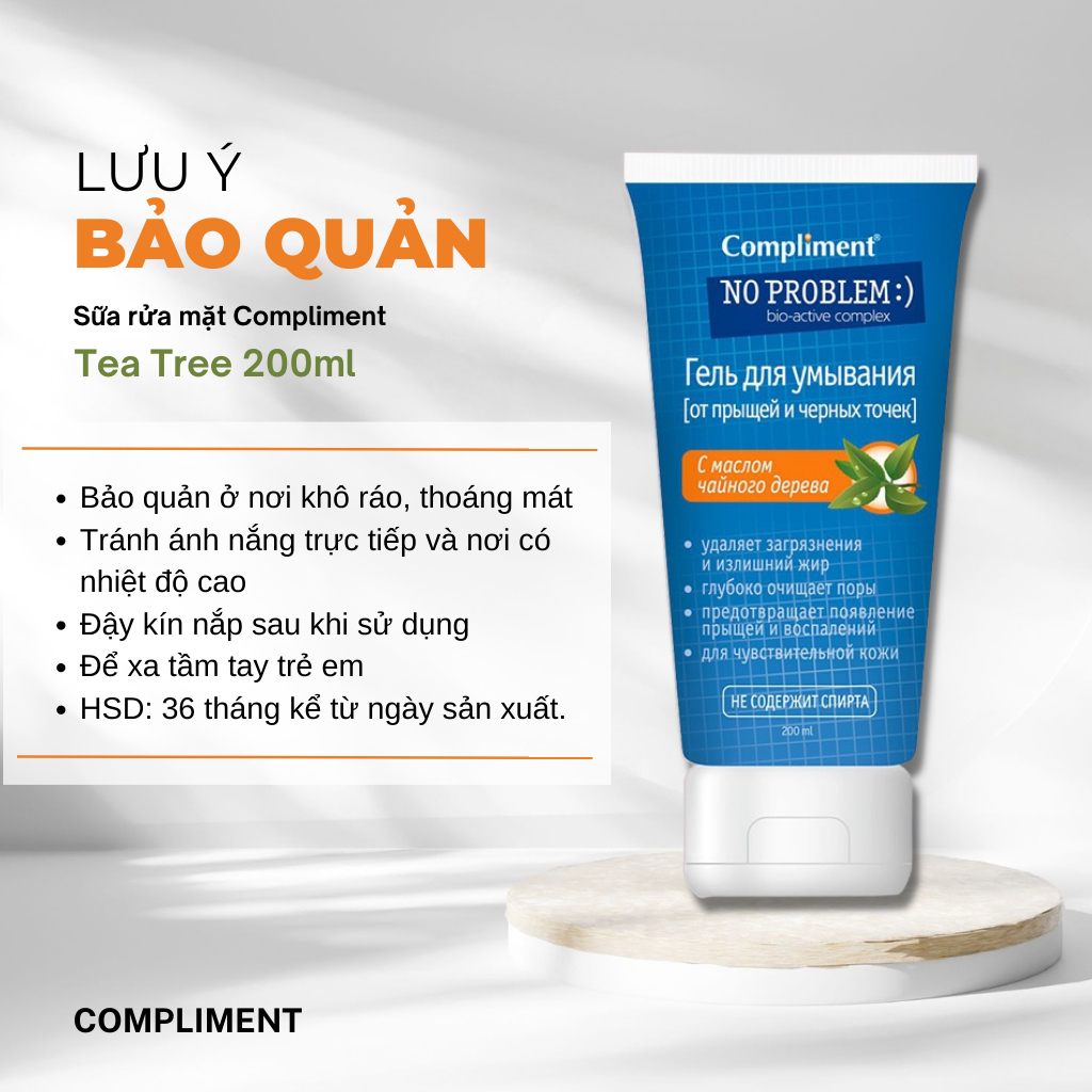Sữa Rửa Mặt Ngừa Mụn Compliment No Problem Tea Tree Cho Mọi Loại Da 200ml - Vạch Cam