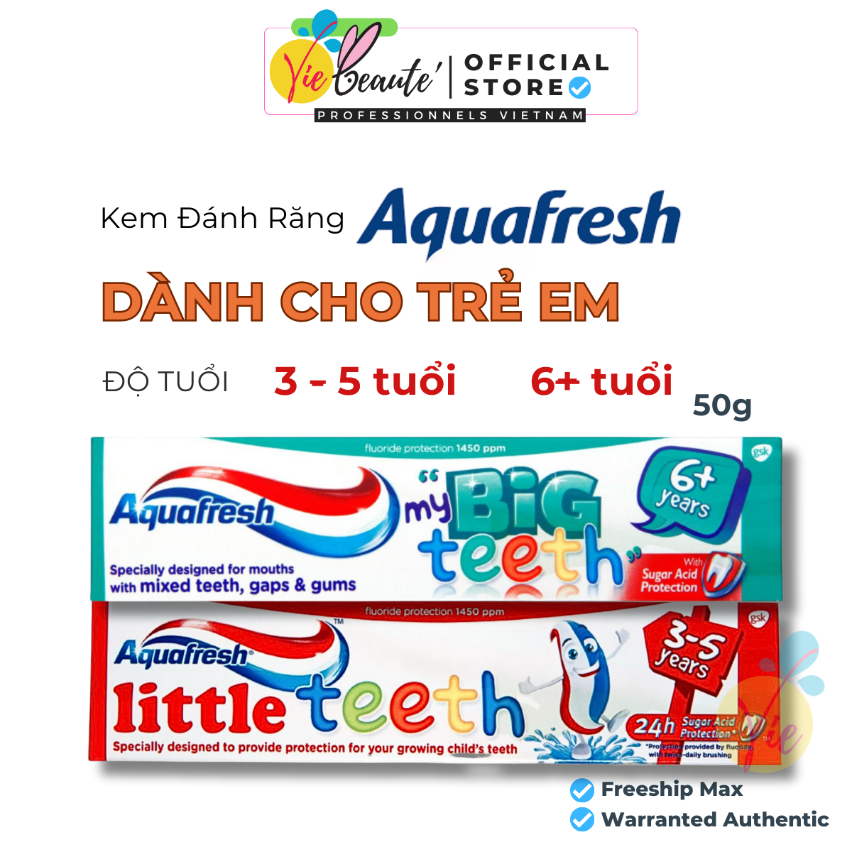 Kem Đánh Răng Aquafresh cho trẻ em Little Teeth - Big Teeth 50ml
