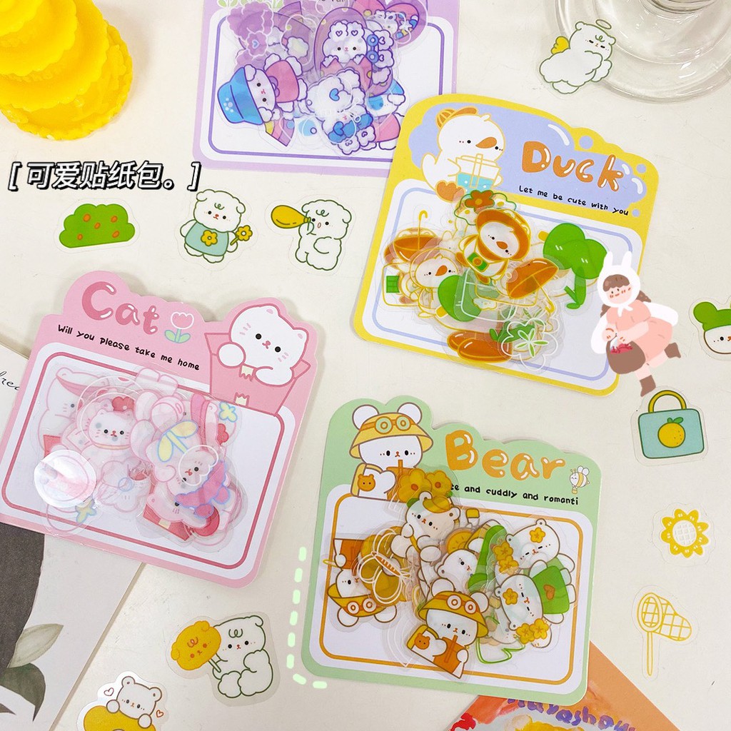 [ATKSHOP] 15 sticker gấu , mèo cute