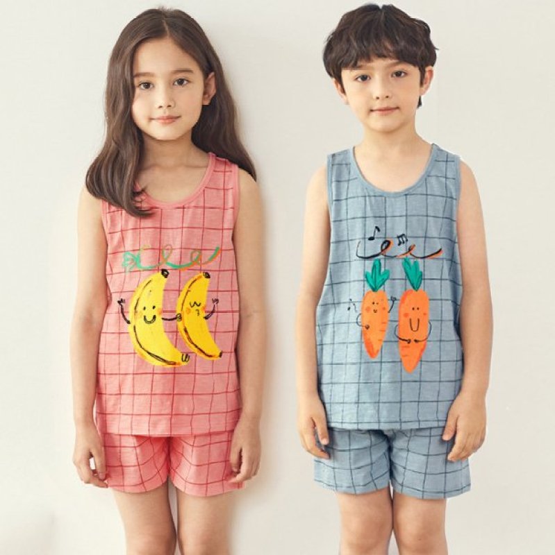Nơi bán Đồ bộ ba lỗ cotton cho bé trai, bé gái mùa hè. Đồ ngủ, quần áo ngủ trẻ em dễ thương Unifriend U21 -906