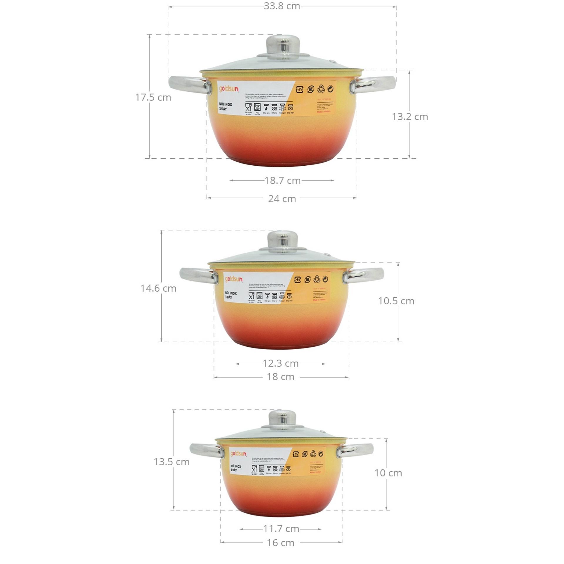 Bộ nồi inox Goldsun GE31- 3306SG (Cam)