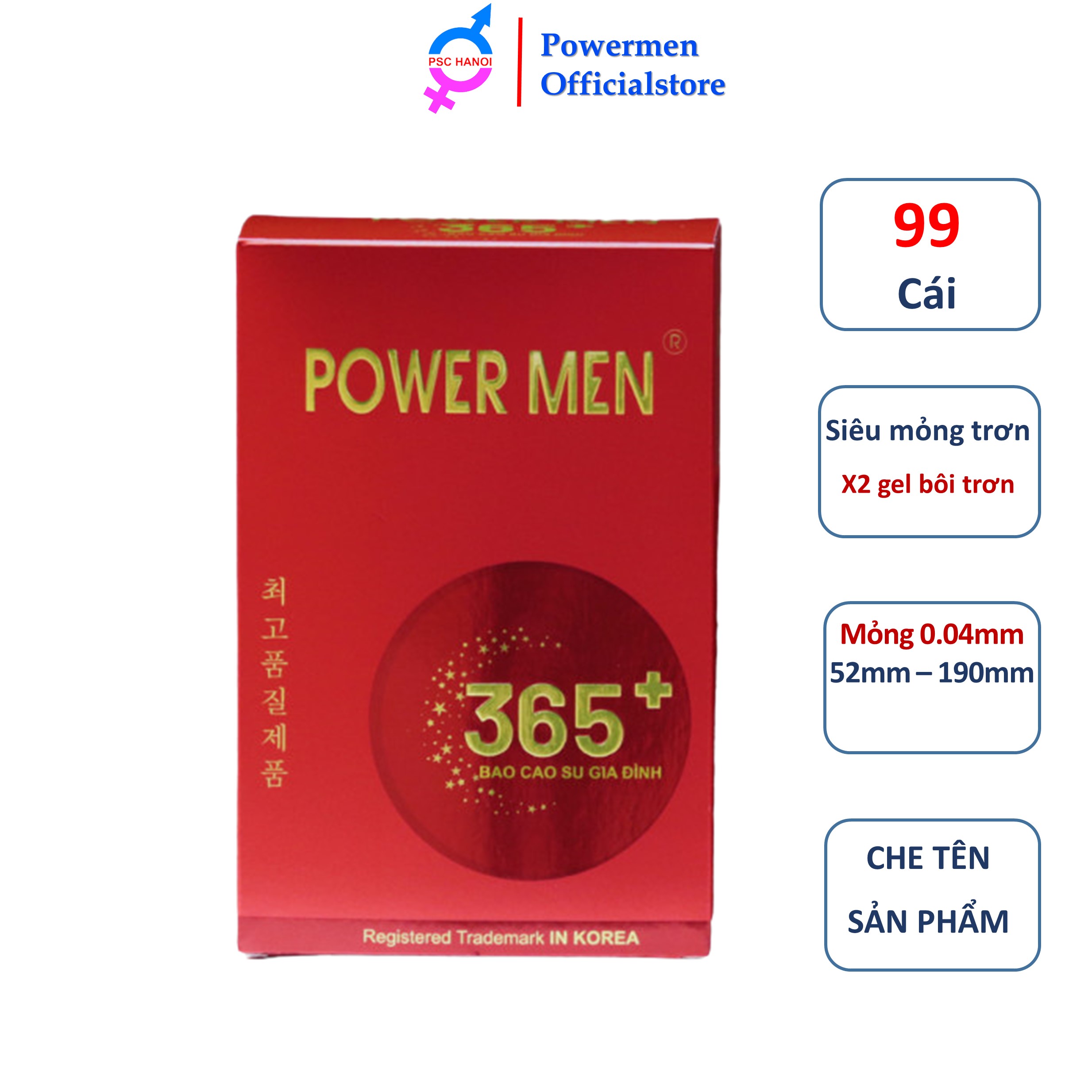 Bao cao su POWERMEN 365 bao cao su gia đình siêu mỏng trơn nhiều gel bôi trơn hộp 99 chiếc