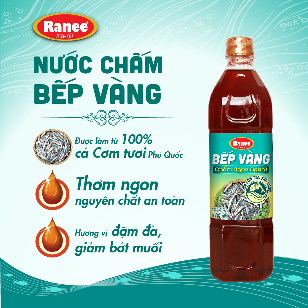 {Đơn 199k tặng hộp bơ -399k tặng vá gỗ} Nước chấm Cá Cơm Bếp Vàng siêu tiết kiệm 880ml