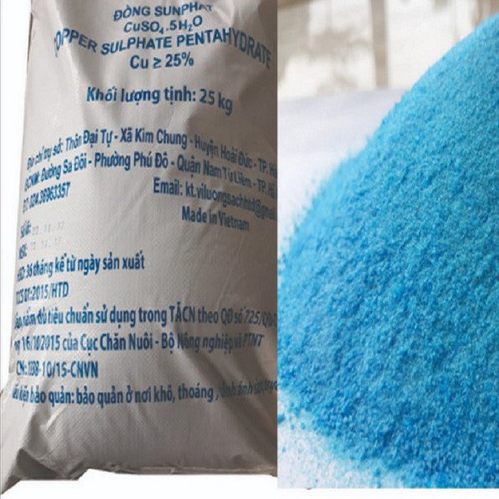 Đồng Sunphat CuSO4.5H2O, Phèn xanh (Xử lý Hồ Bơi, Bể Cá, Ao Tôm) 100gram