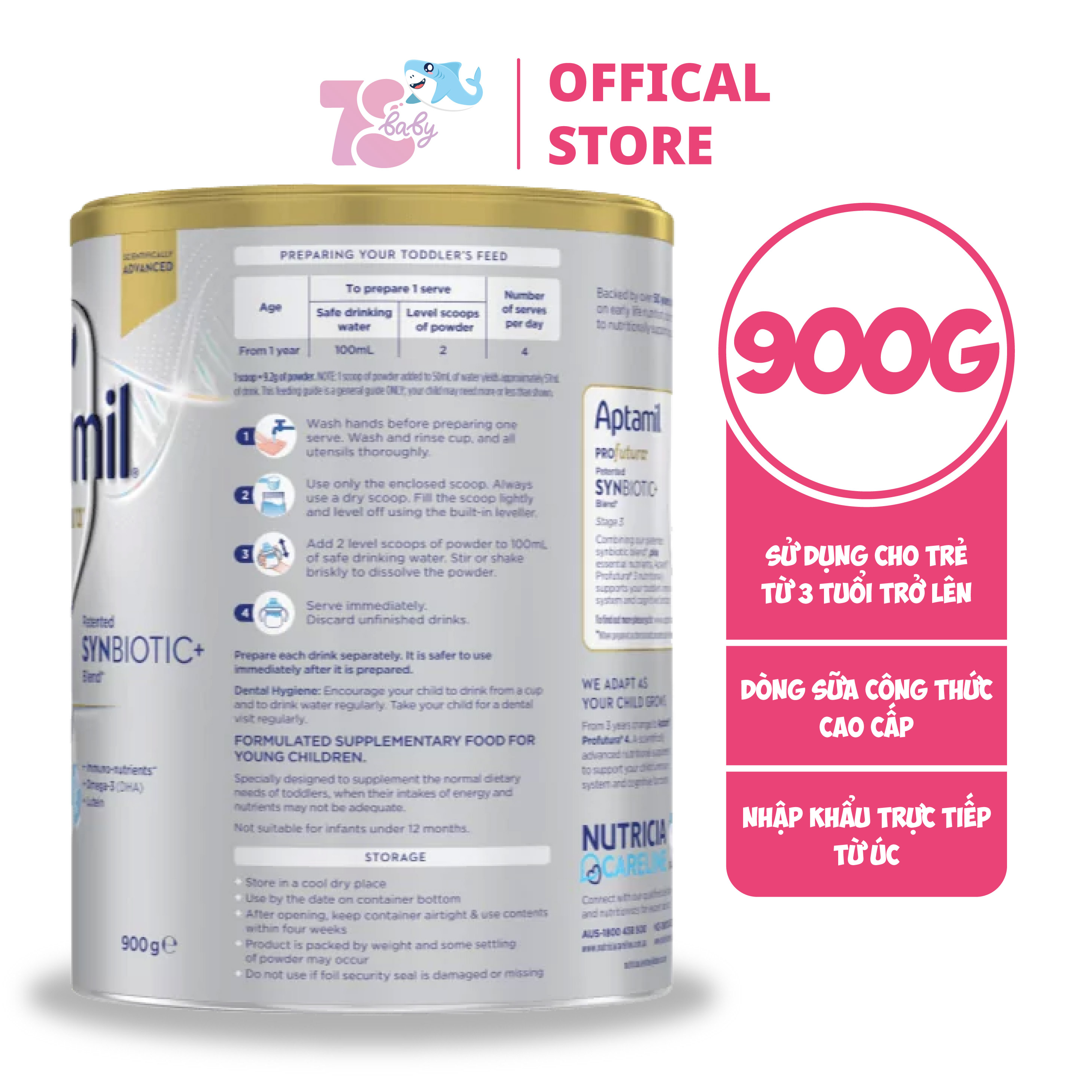 SỮA APTAMIL PROFUTURA ÚC 900G ĐỦ 4 SỐ