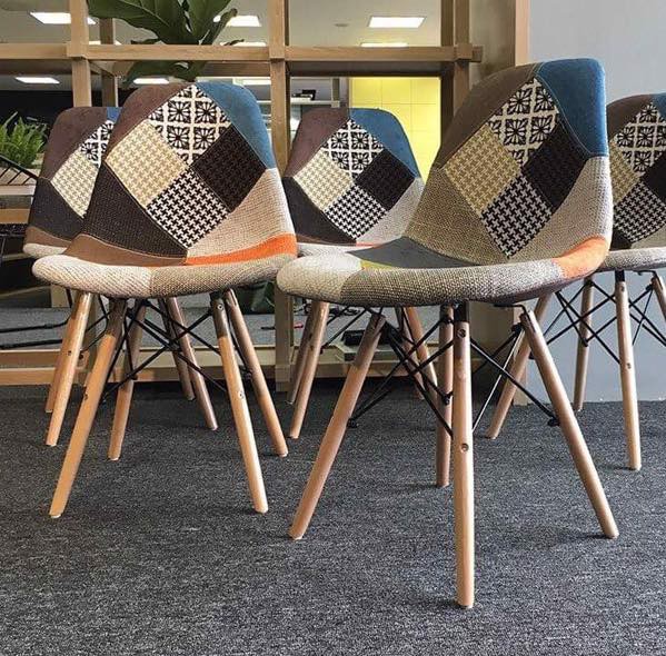 Combo 2 Ghế Eames bọc thổ cẩm - Ghế thư giãn Eames vải nỉ thổ cẩm