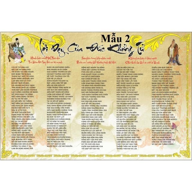 [TRANH DÁN TƯỜNG] Lời dạy Khổng Tử mẫu 2 khổ A1(84x59cm)