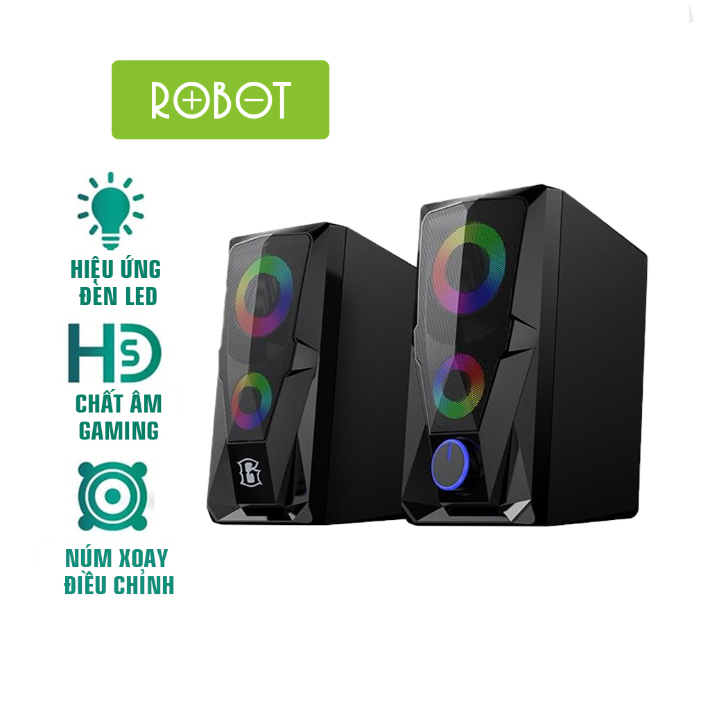 Loa vi tính Gaming ROBOT RS200 Thiết kế cho game thủ hiệu ứng đèn LED RGB chất âm HD chất lượng cao - Hàng Chính Hãng