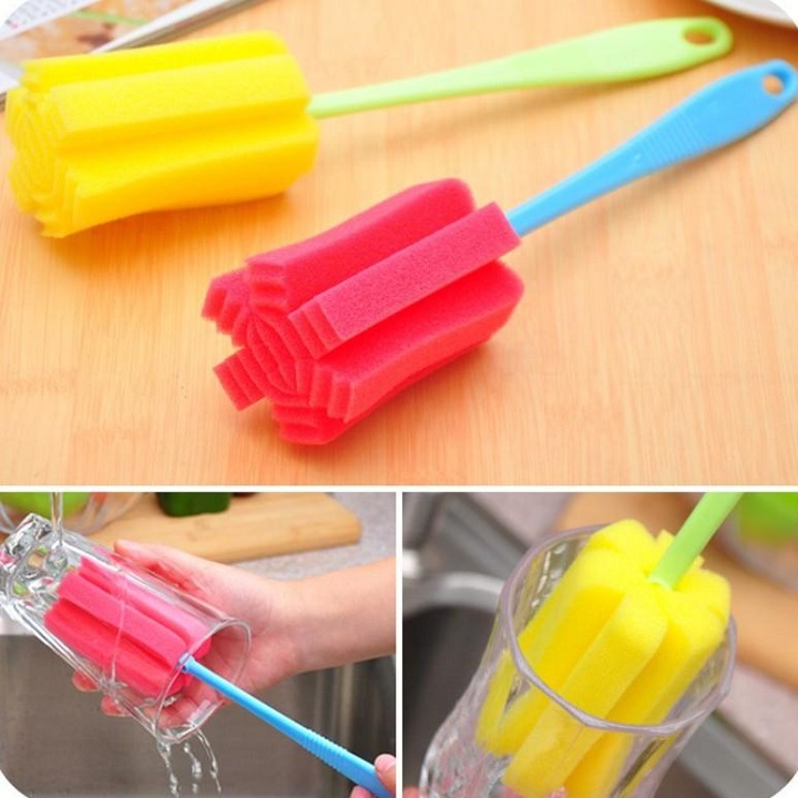 Combo 2 Que bọt biển cọ rửa cốc chén, bình sữa