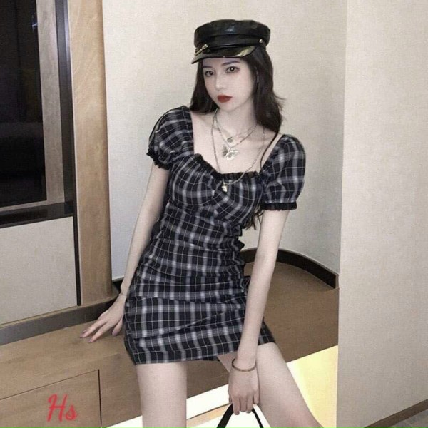 VÁY KARO VIỀN BÈO NGỰC TAY HSU1