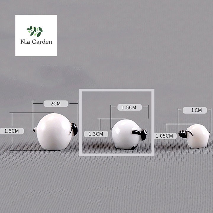 Phụ kiện cừu cục bông trang trí tiểu cảnh chậu cây cảnh bể cá terrarium Nia Garden N5