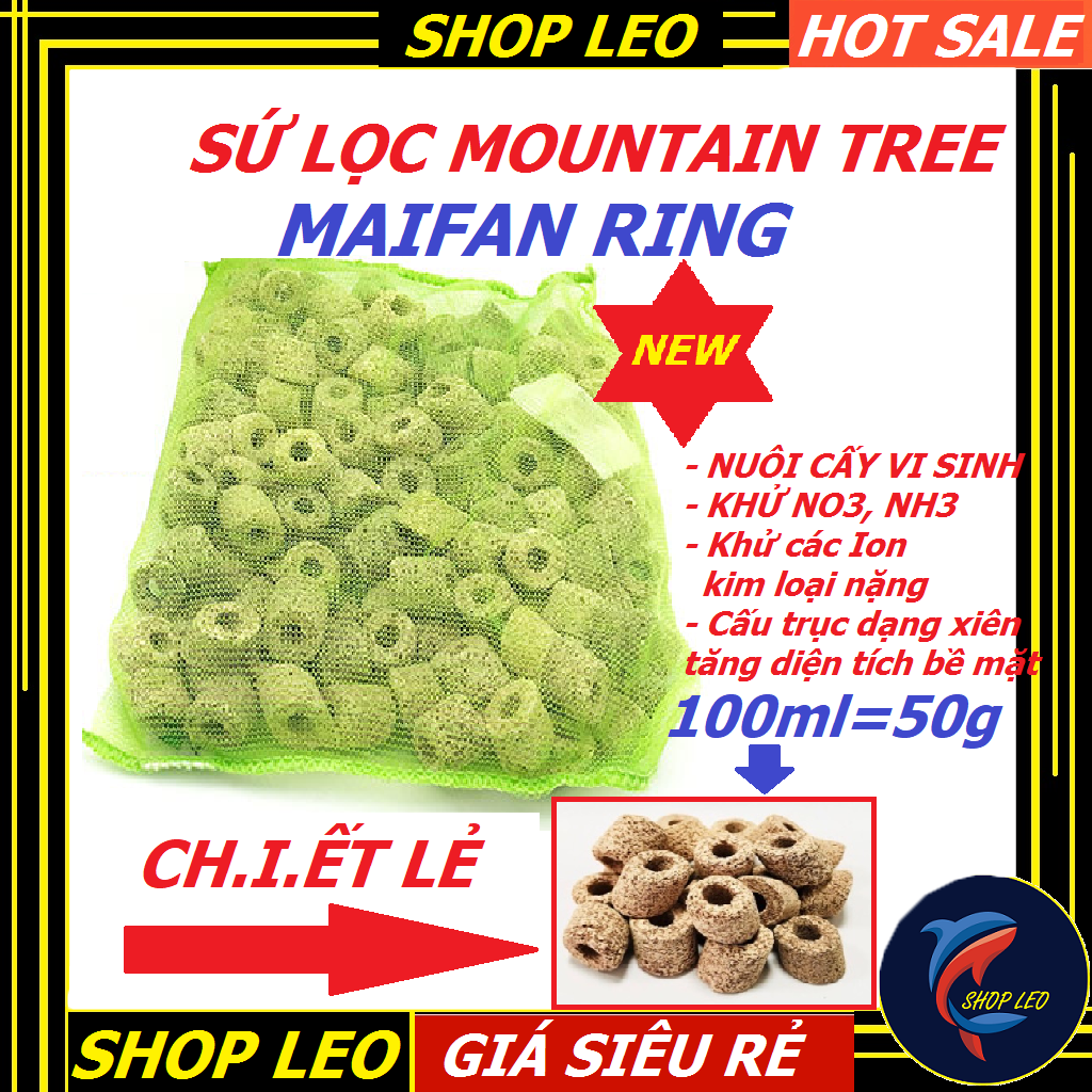 100ml sứ mountain tree maifan ring - sứ lọc hồ cá khử nitrate và amoniac
