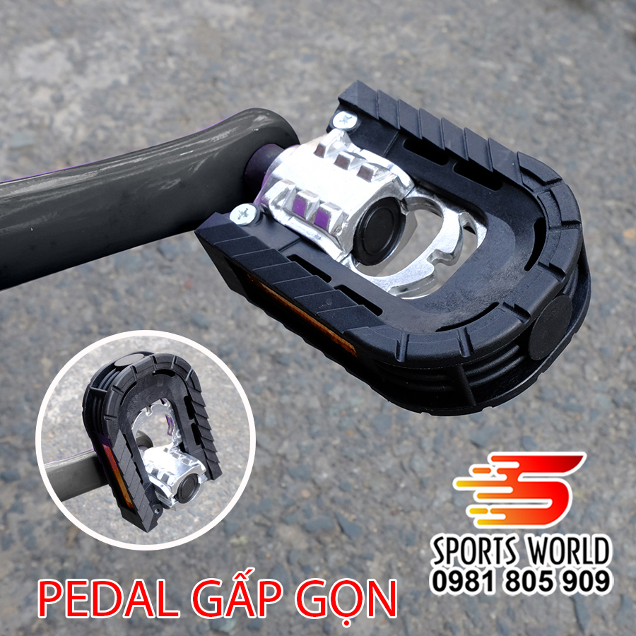 Pedal bàn đạp xe đạp có thể xếp gọn Cốt phi 14mm - SPORTS WORLD