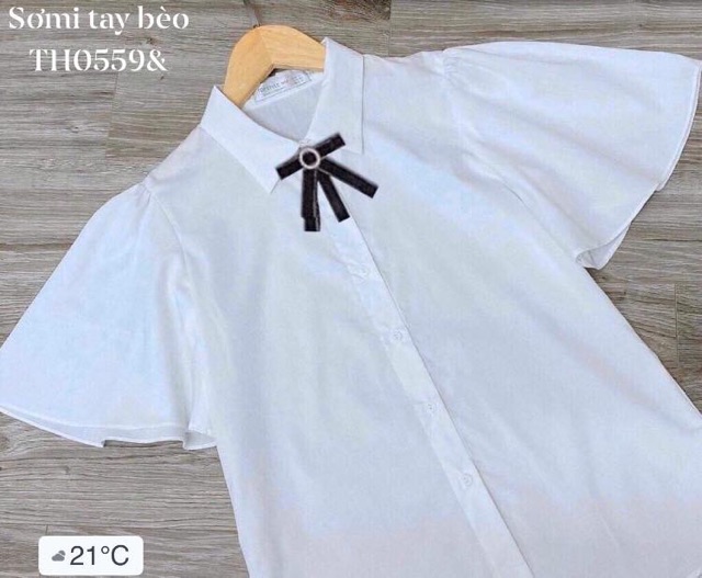 Áo sơ mi tay bèo cổ nơ dễ thương