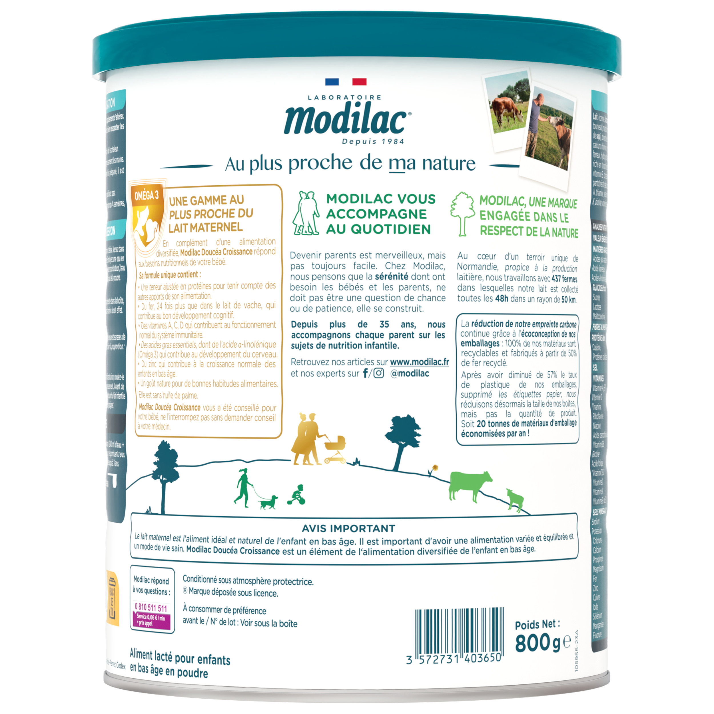 Sữa MODILAC DOUCÉA nội địa Pháp số 1-2-3 lon 800gram