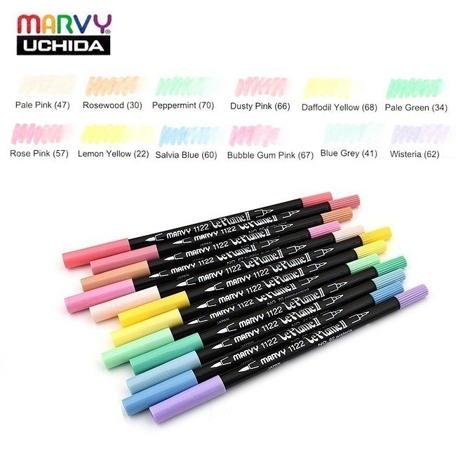 [HCM](P2) BÚT BRUSH MARKER MARVY UCHIDA LE PLUME II (MÀU PASTEL NHIỀU MÀU)
