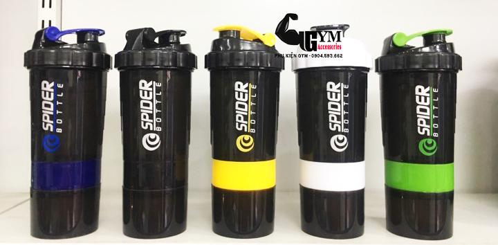 Bình lắc 3 ngăn bình nước tập gym Spider Bottle