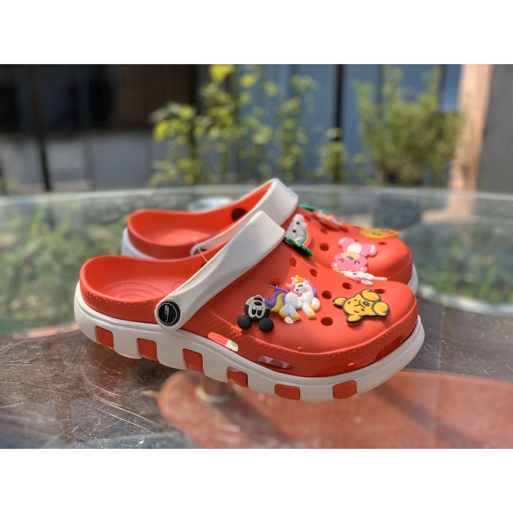 Dép Cross Unisex Tặng 6 sticker - Dép nhựa nữ đi mưa siêu nhẹ sẵn 7 màu - SL013