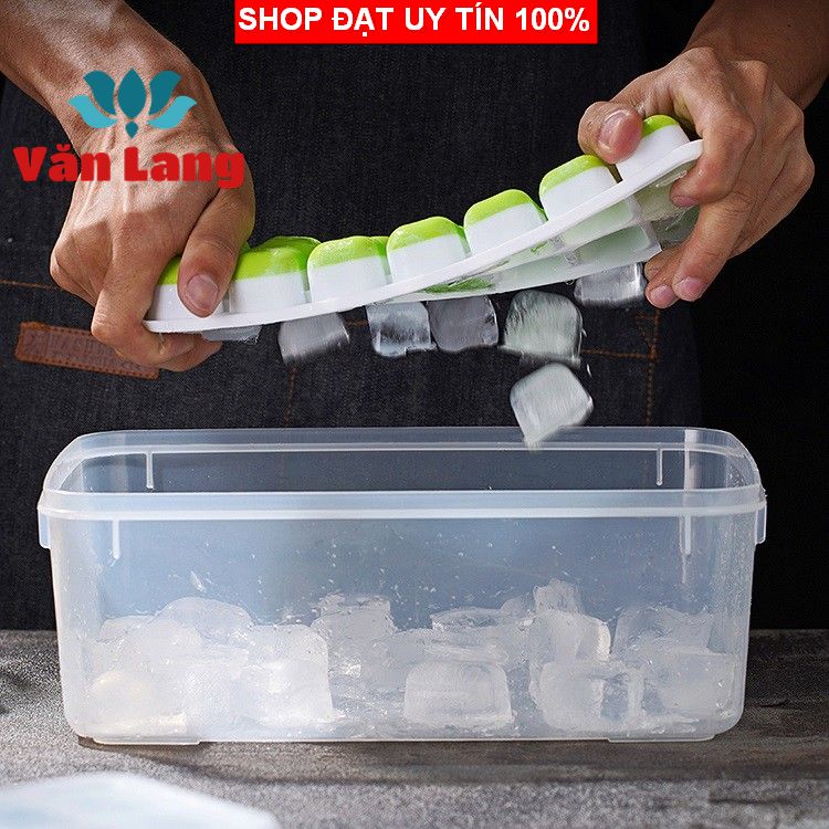 - 2 Khay làm đá chống dính 14 ô có nắp đậy, khuôn làm đá silicon