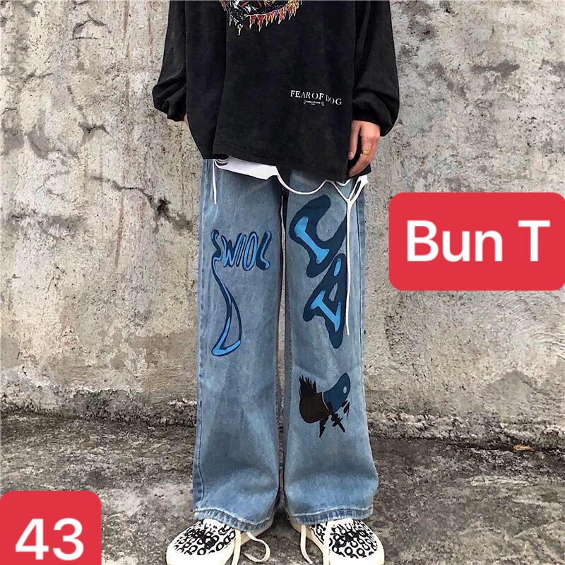 QUẦN BAGGY JEAN NAM CHẤT BÒ XANH THÊU XÌ TEEN ỐNG RỘNG DÀI NHẬT BẢN HOT TREND DB-43 - TRANGBUN FASHION