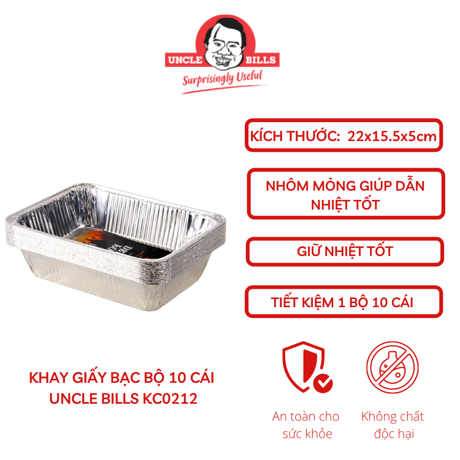 Bộ 10 Khay Nướng Giấy Bạc Uncle Bills KC0212 - Hàng Nhập Khẩu