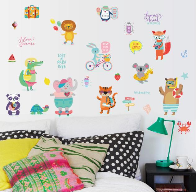 [HCM]Decal trang trí tường - Thú Du Lịch Vui Chơi