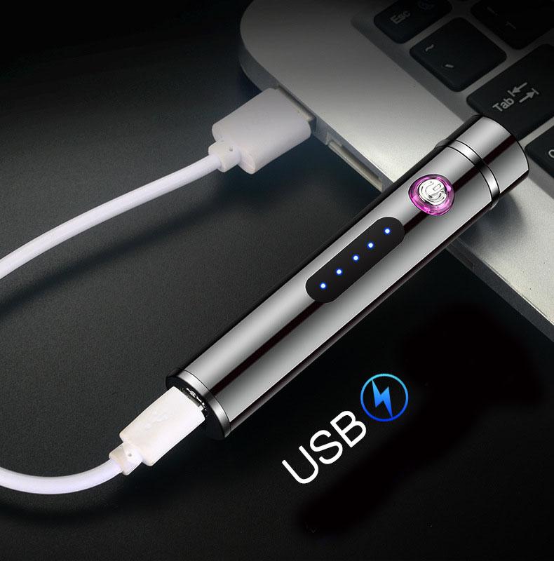Bật lửa điện plasma 4 tia sạc USB sạc mỏng nhẹ màu đen sang trọng ( Sạc Điện)