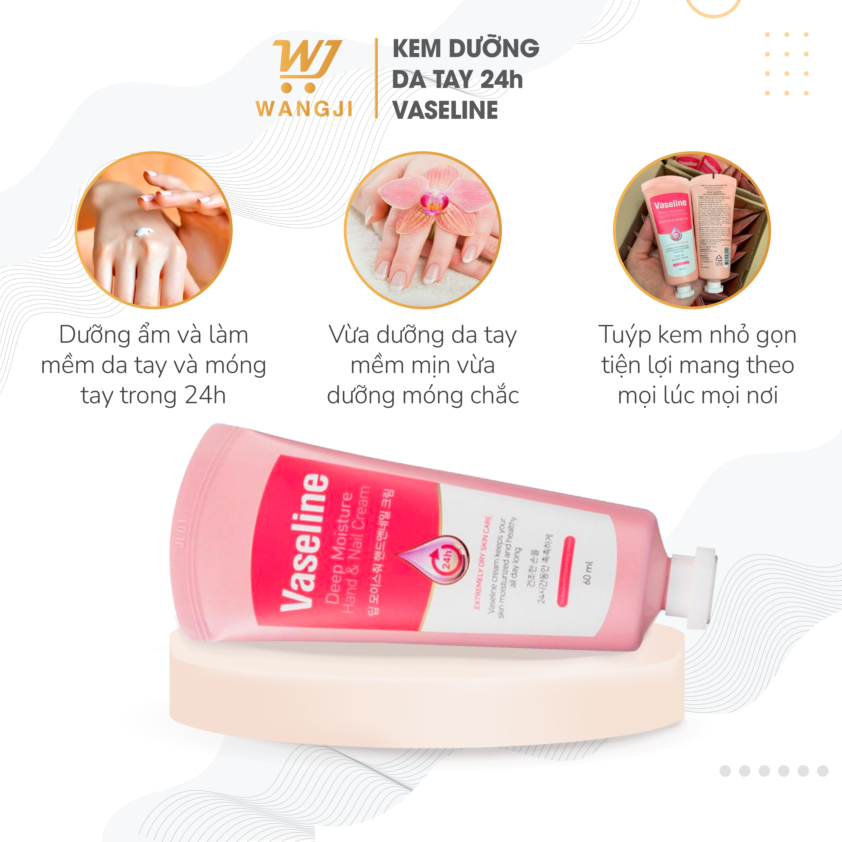Kem Dưỡng Tay Và Móng 24h Vaseline Deep Moisture 60ml - Wangji