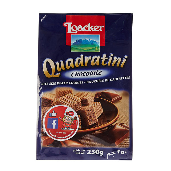 Bánh xốp Loacker Quadratini Chocolate 250g- Nhập khẩu Ý
