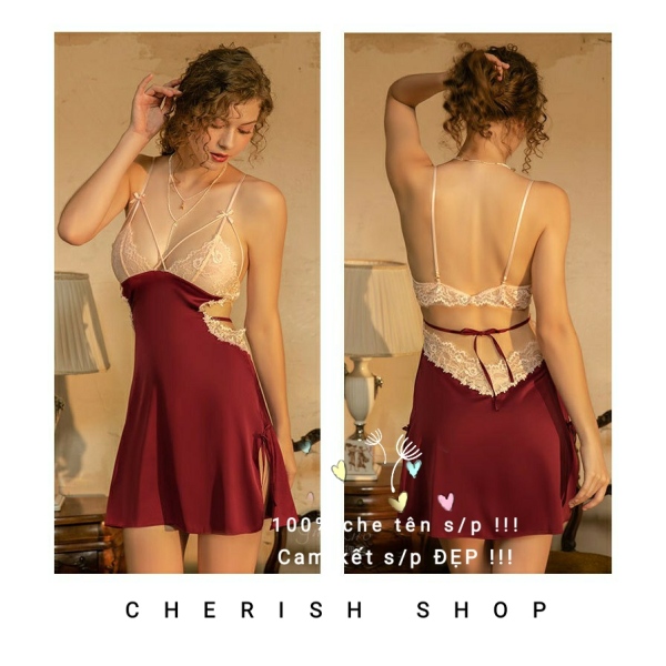 Nơi bán (M797) [ Hàng đẹp ] Váy ngủ hai dây lụa cao cấp sexy  Đầm mặc nhà gợi cảm quyến rũ ( cherishvayngu )