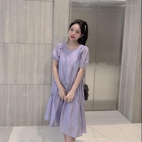 Đầm đuôi cá tay phồng form suông