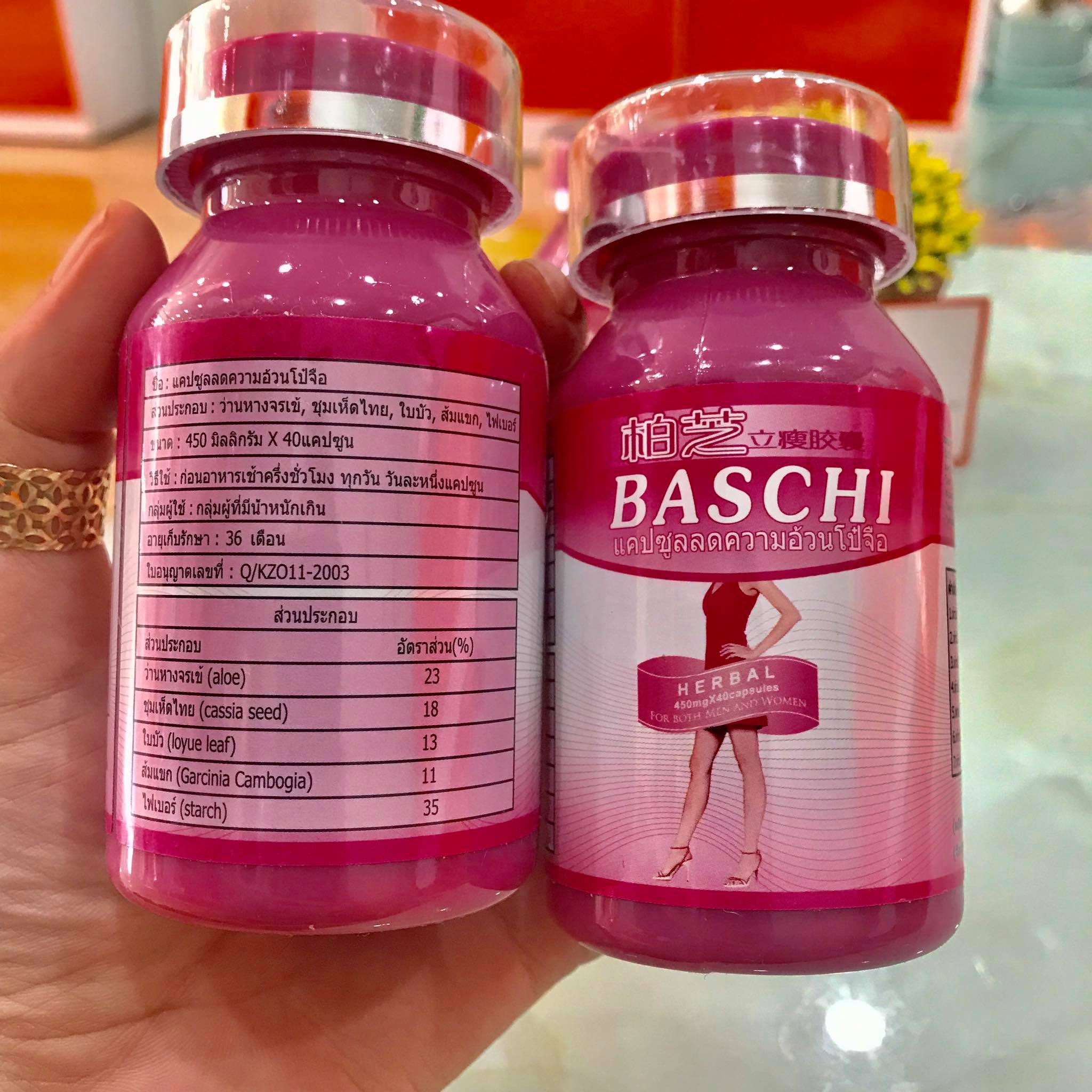 Viên uống giảm cân baschi hồng - công ty - mẫu mới- thái lan - 40 viên