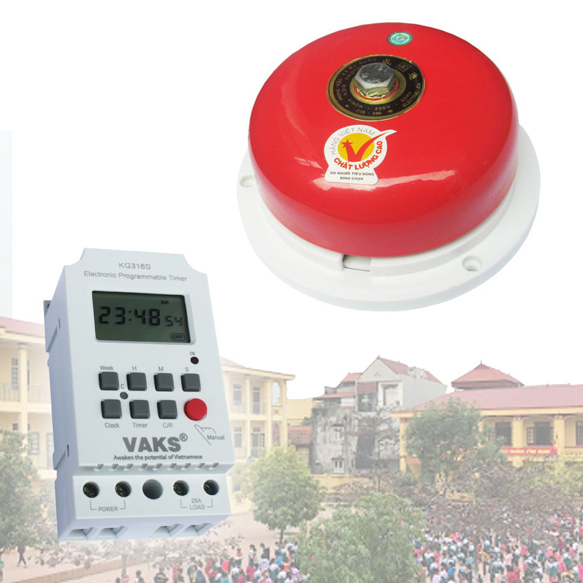 Bộ chuông hẹn giờ trường học - kích thước chuông 4 inch