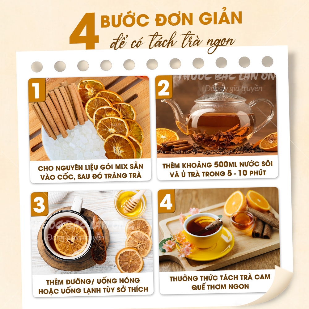Trà cam quế sấy lạnh, giúp giữ ấm cơ thể, tăng đề kháng, giải cảm, đẹp da, chống lão hóa
