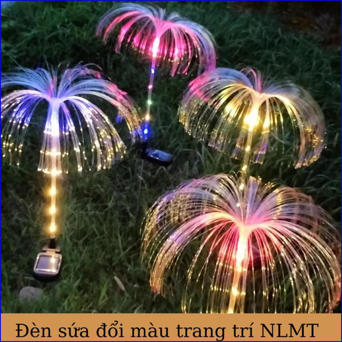 Đèn sứa sợi năng lượng mặt trời, Đèn pha hoa Jellyfish, Không thấm nước khí quyển đầy màu sắc 7 màu