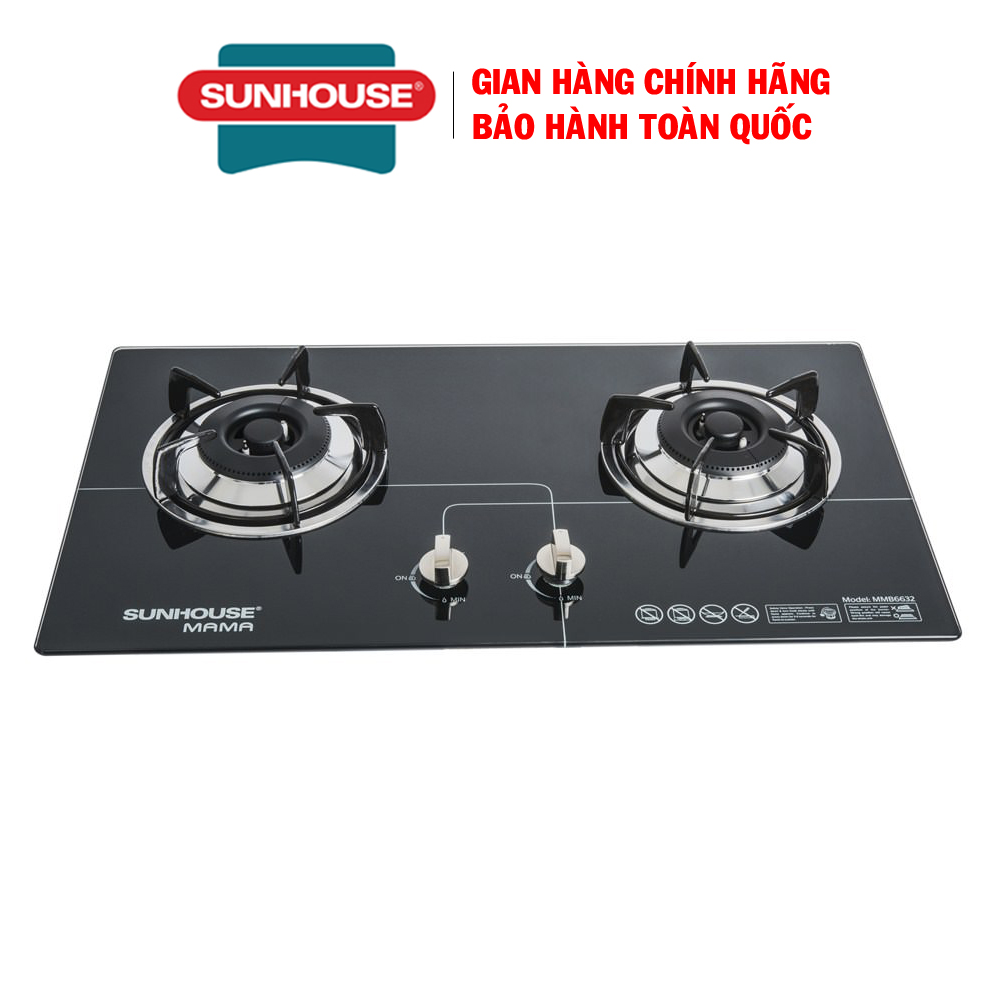Bếp gas âm kính Sunhouse MMB6632 - Bếp ga Sunhouse - Bếp ga âm đôi - Bếp ga đôi kính cường lực siêu bền, Đầu đốt công nghệ mới tiết kiệm ga, Bảo hành tại nhà 24 tháng