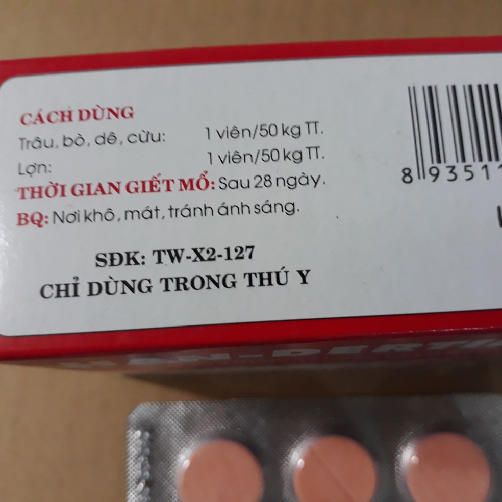 30 viên sán giun trâu bò ngựa handertil