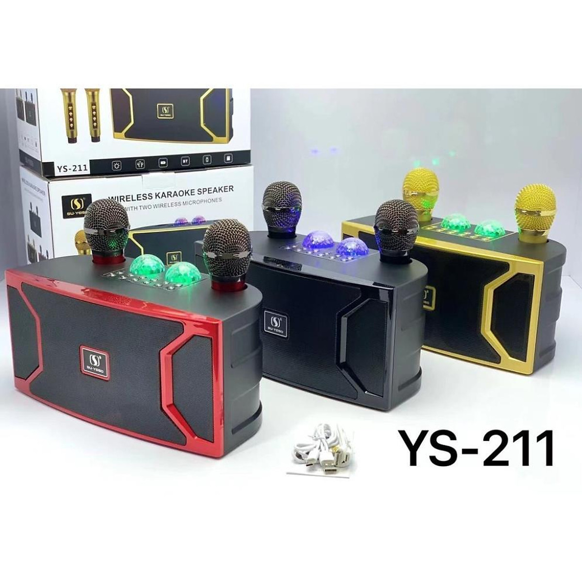 Loa bluetooth karaoke su-yosd ys-211 1/2024 loa bluetooth kèm micro karaoke su-yosd ys-211 loa bluetooth kèm 2 mic không dây hát karaoke bảo hành 12 tháng