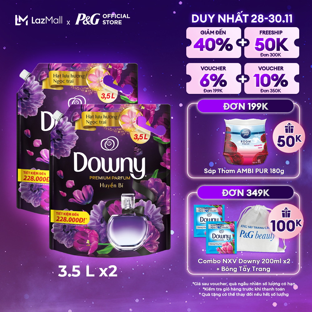 Combo 2 Nước Xả Vải DOWNY Nước Hoa Cao Cấp Hương Huyền Bí 3.5L x2