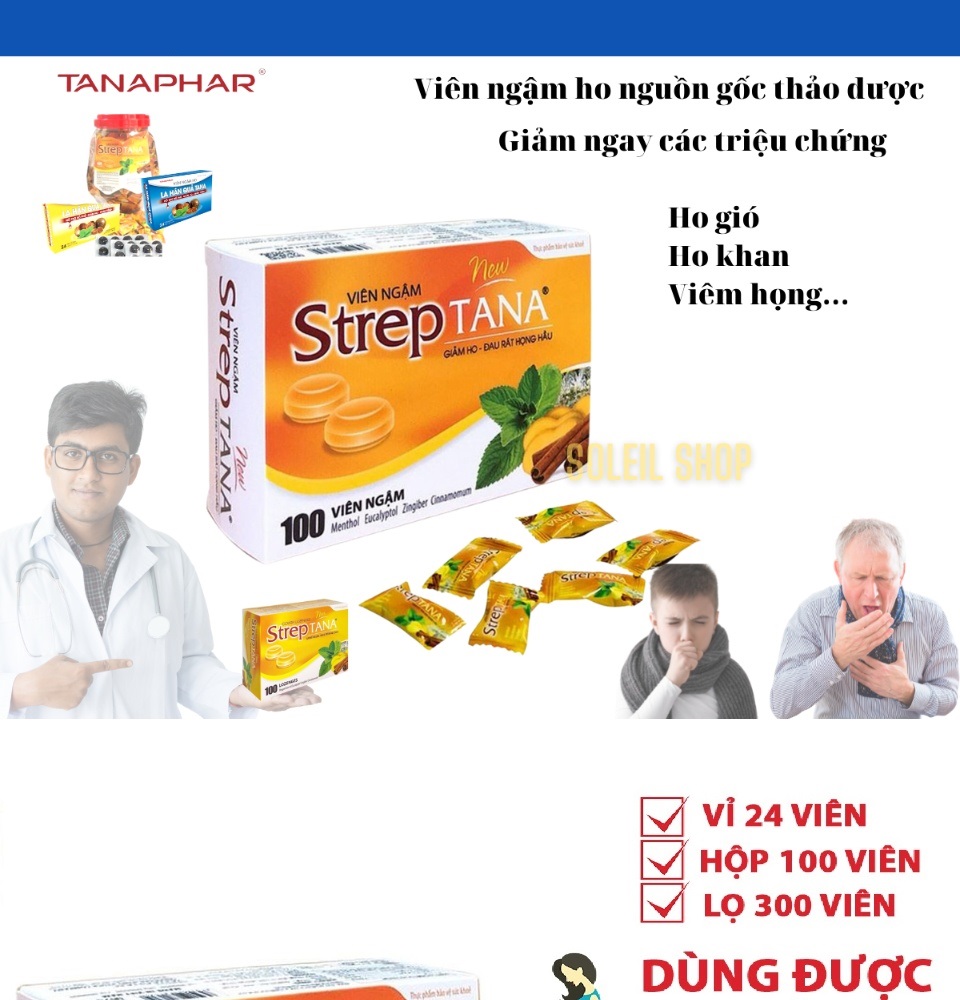 Viên kẹo ngậm ho streptana / eucatana [mới]