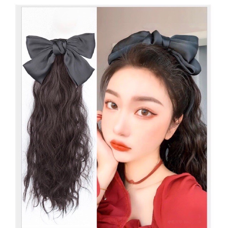 Tóc giả nữ cột 🤓🤓 Tóc giả cột xù nơ tóc đen