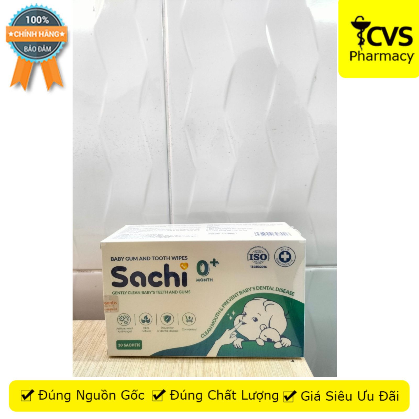 Gạc răng miệng Sachi 0+ làm sạch nướu, lưỡi, răng miệng (hộp 30 gói) - CVS Pharmacy