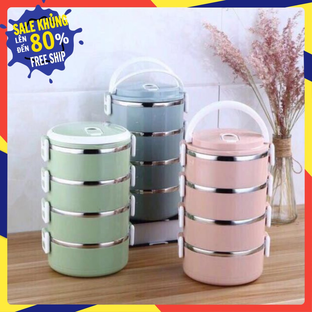 [SaLe 100%] Hộp Đựng Cơm 4 Tầng Lúa Mạch Văn Phòng . ĐTVM