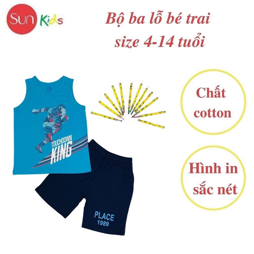 Bộ Thun Ba Lỗ Bé Trai, Size Siêu Đại 4-14, Hàng Made In Vn, Chất Cotton Xuất Dư Đẹp, Dáng Khỏe Khoắn
