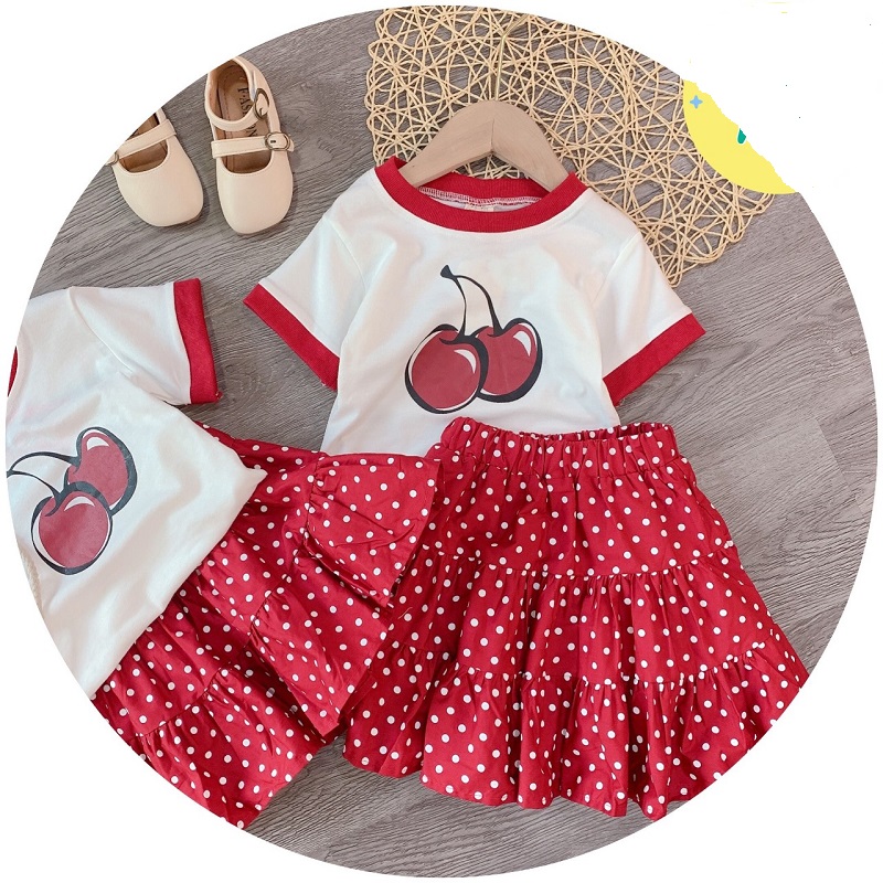 Đầm bé gái cherry chân váy chấm bi XHN523