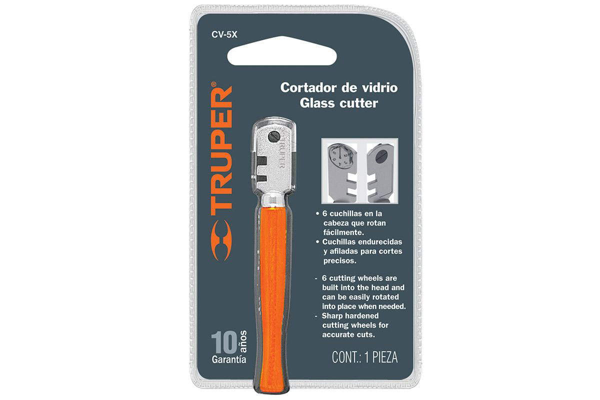 Dao cắt kính 6 lưỡi CV-5X Truper - 12954
