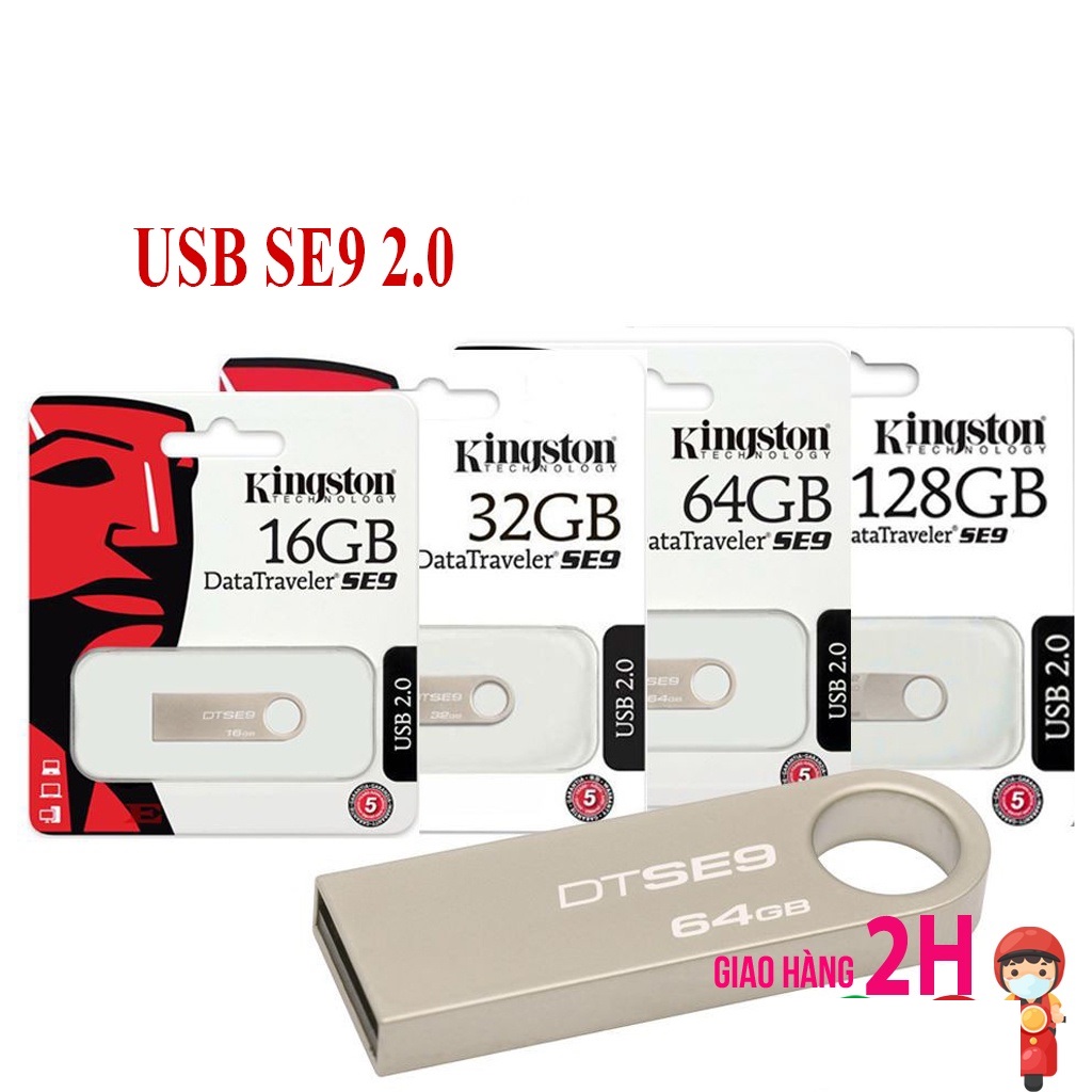 Usb kingston se9 2.0 4gb/8gb/16gb/32gb/64gb thiết kế nhỏ gọn, vỏ kim loại, chống nước