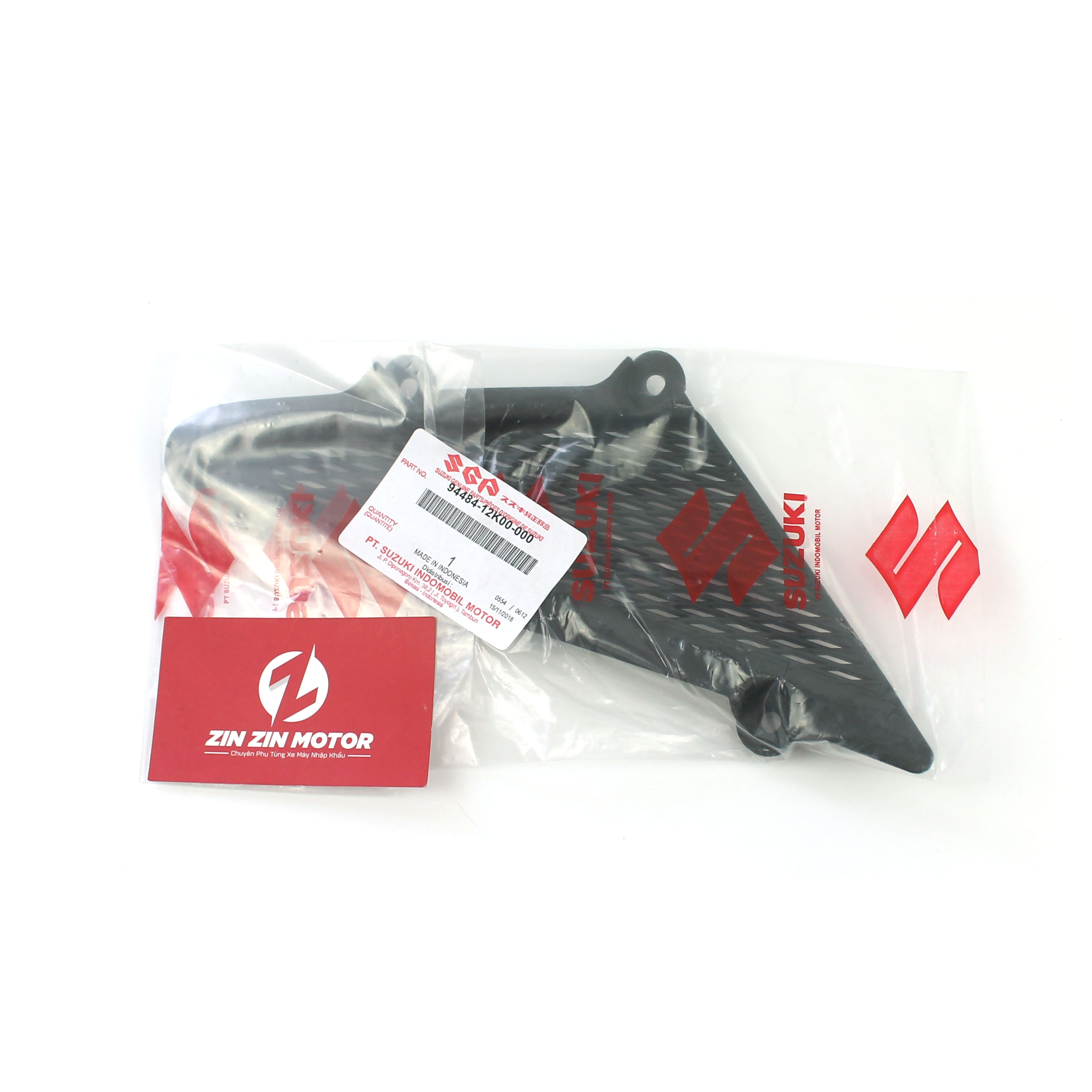 Plastic sand heat release bib left-raider fi, Satria fi-94484-12k00-000-Zin Zin motor
